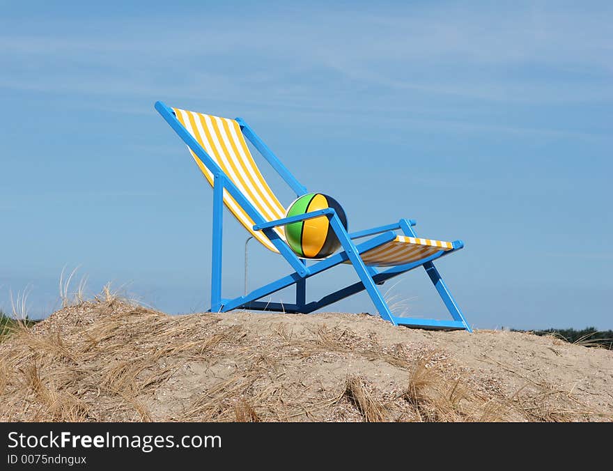 Blue chair on sand. Blue chair on sand