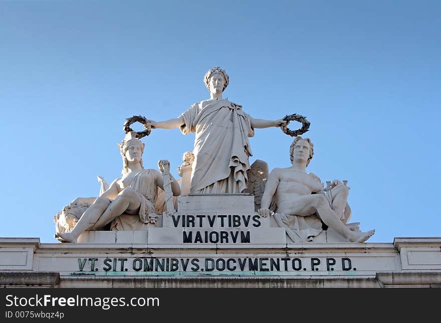 Marble monument in the center of Lisbon. Marble monument in the center of Lisbon