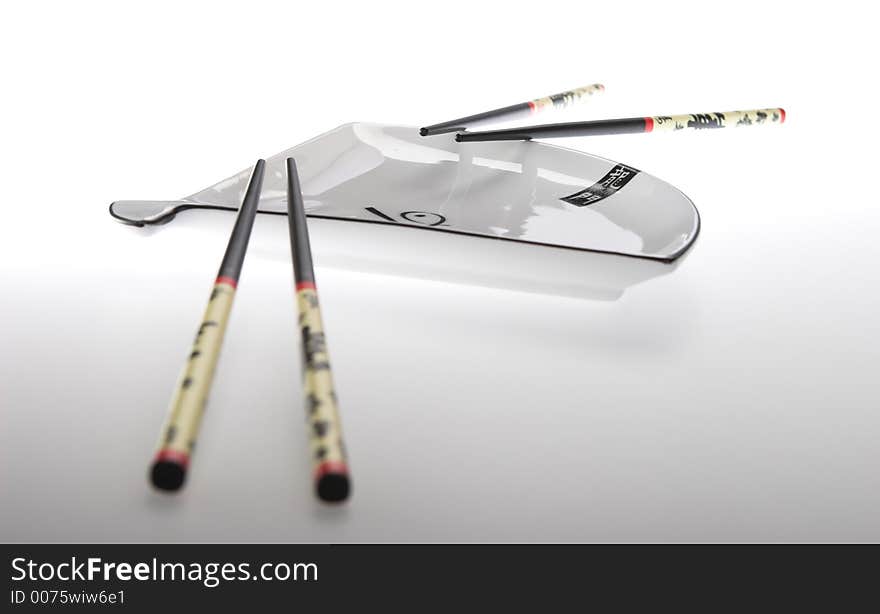 Sushi plate isolated on a white background.