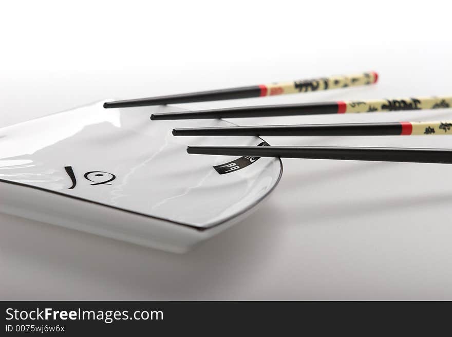 Sushi plate isolated on a white background.