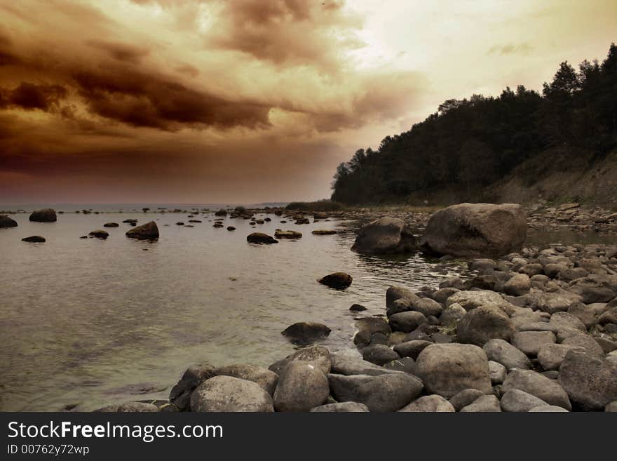 Just before the rain on the Inhabitant beach. Just before the rain on the Inhabitant beach.