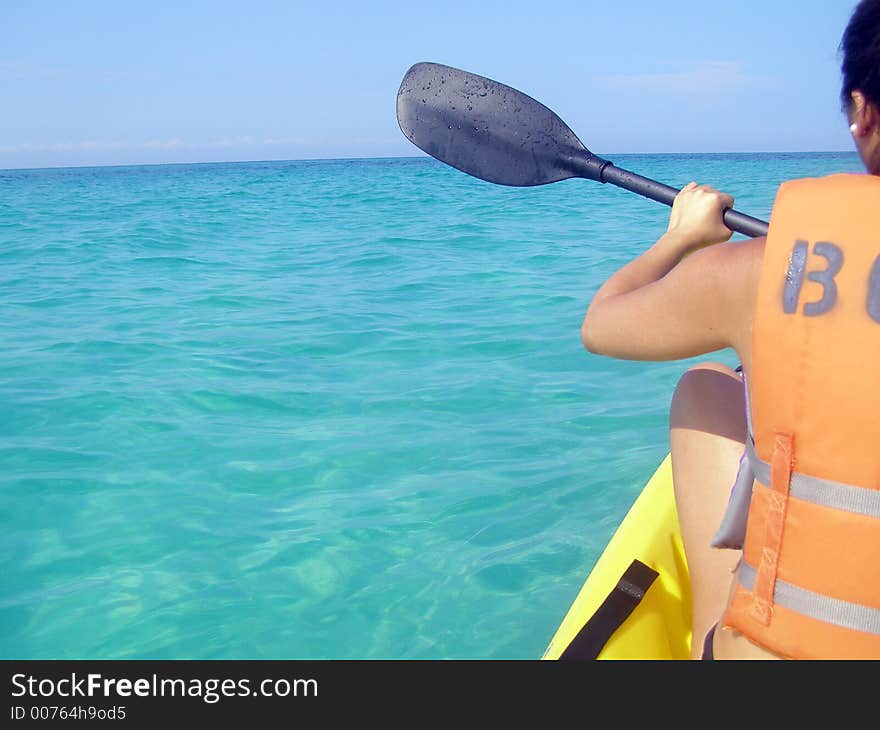 Kayaker on open water in the Gulf of Mexico. Kayaker on open water in the Gulf of Mexico.