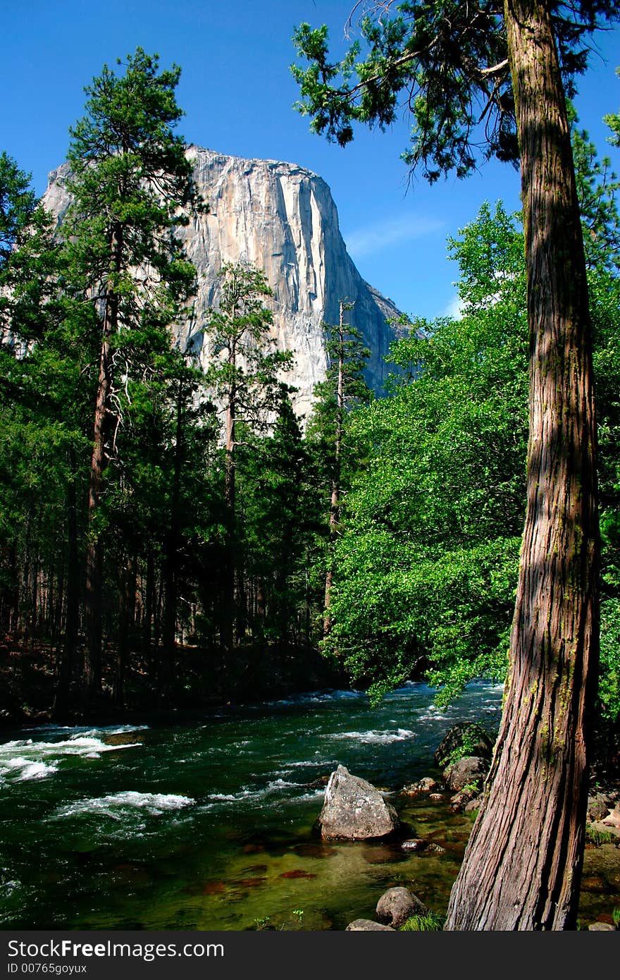 El Capitan is a 3,000 foot vertical rock formation in Yosemite Valley and Yosemite National Park. It is one of the most popular monoliths with rock climbers in the world. El Capitan is a 3,000 foot vertical rock formation in Yosemite Valley and Yosemite National Park. It is one of the most popular monoliths with rock climbers in the world.