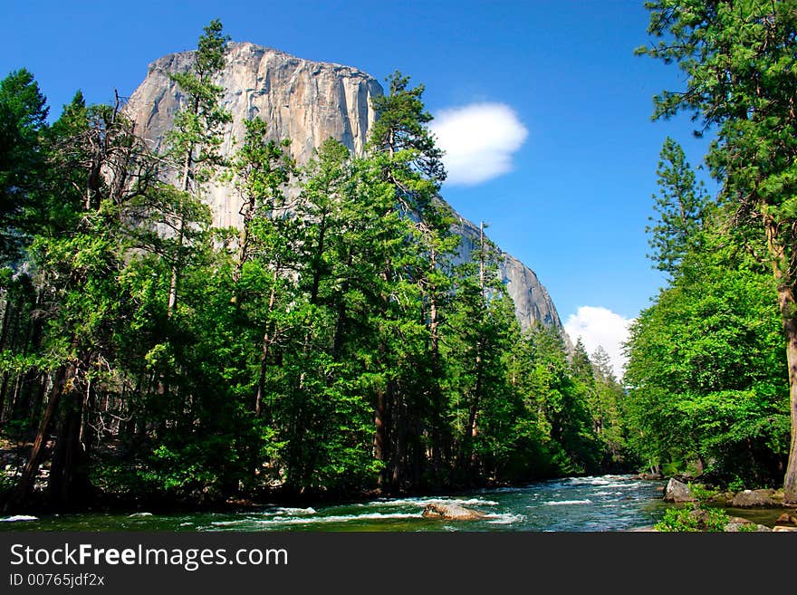 El Capitan is a 3,000 foot vertical rock formation in Yosemite Valley and Yosemite National Park. It is one of the most popular monoliths with rock climbers in the world. El Capitan is a 3,000 foot vertical rock formation in Yosemite Valley and Yosemite National Park. It is one of the most popular monoliths with rock climbers in the world.