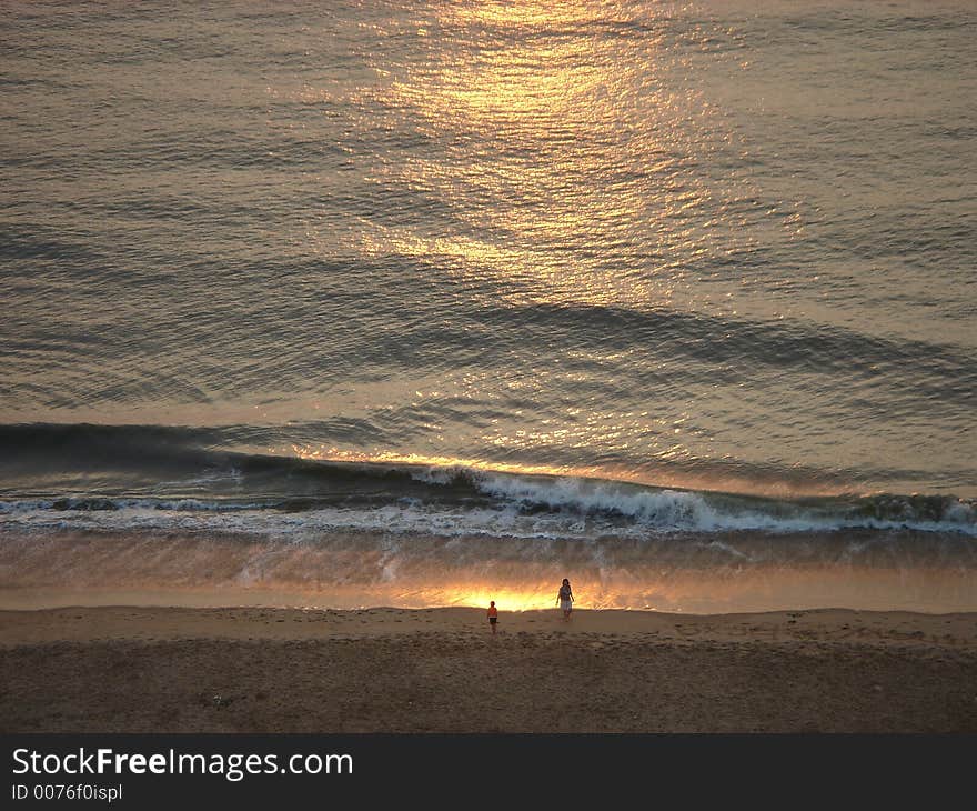 Early morning stroll on the beach. Early morning stroll on the beach