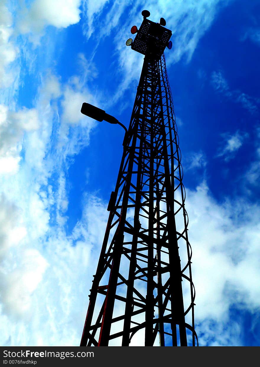 Tower from above and blue sky. Tower from above and blue sky