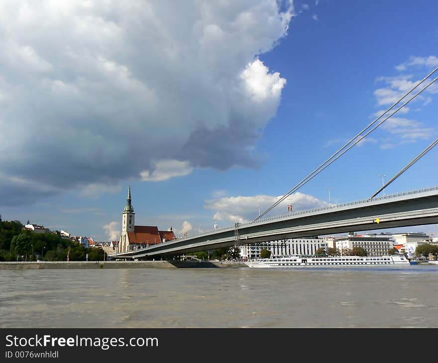 Sky and flooded Danube