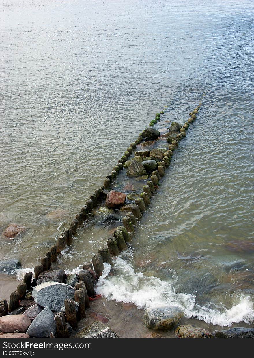 Wave breaker at Baltic Sea shore. Wave breaker at Baltic Sea shore