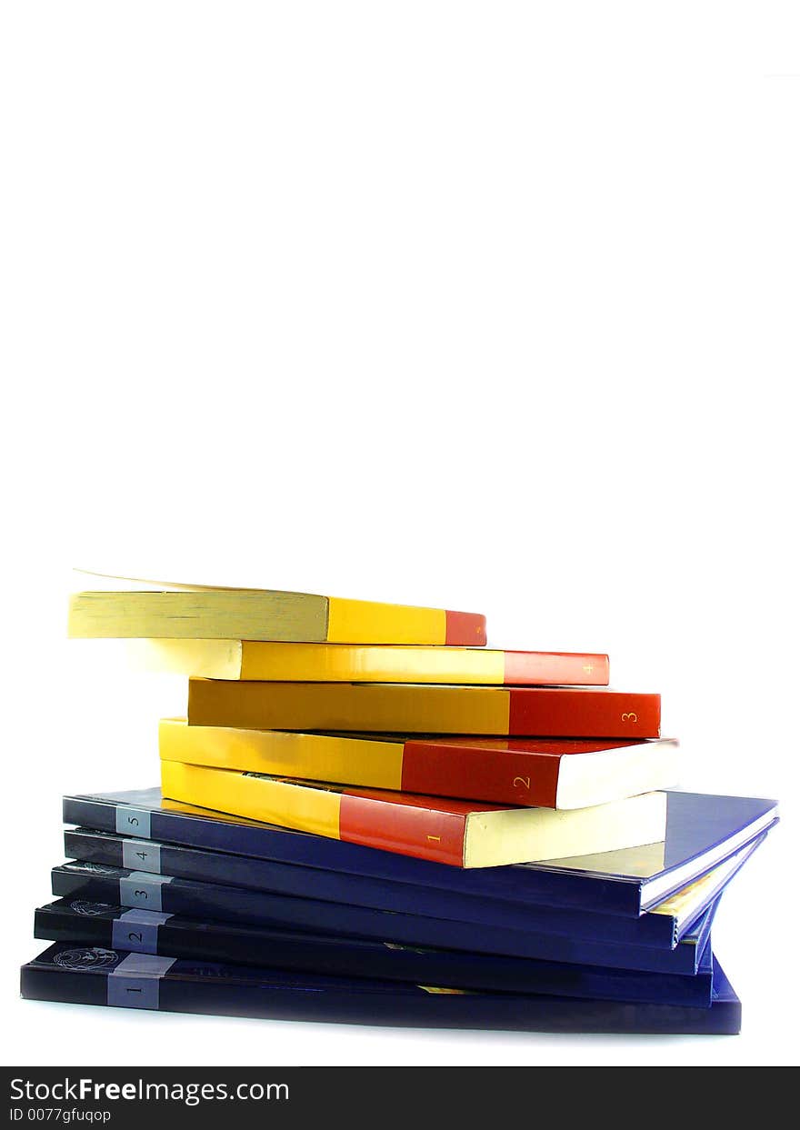 Pile of books isolated on white