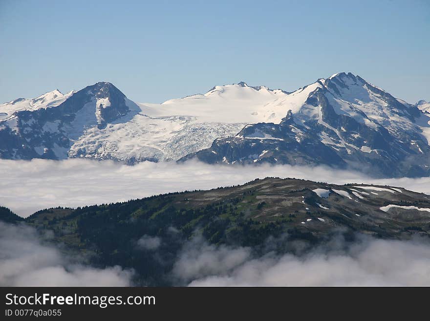 View of the North Face of Overlord Glacier with its massive crevasses and seracs