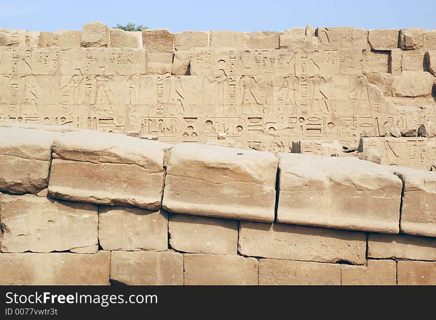 Ancient hieroglyph wall in Luxor