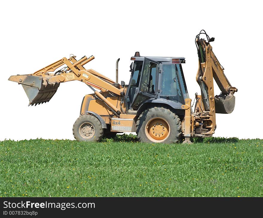 Big excavator with clipping path