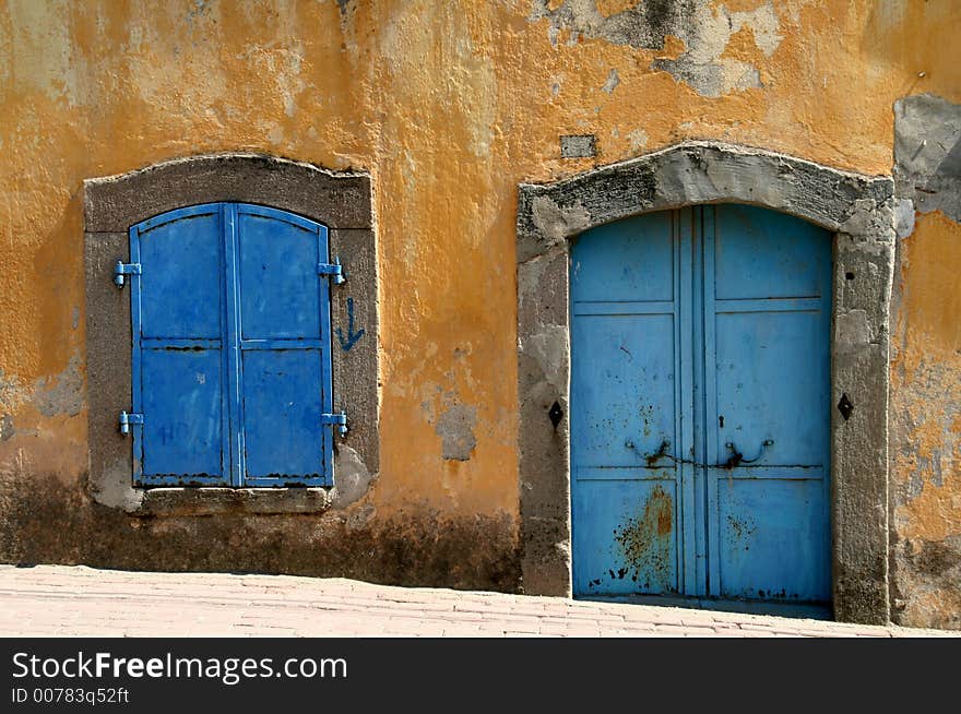 Door and window of a provincial house. Door and window of a provincial house