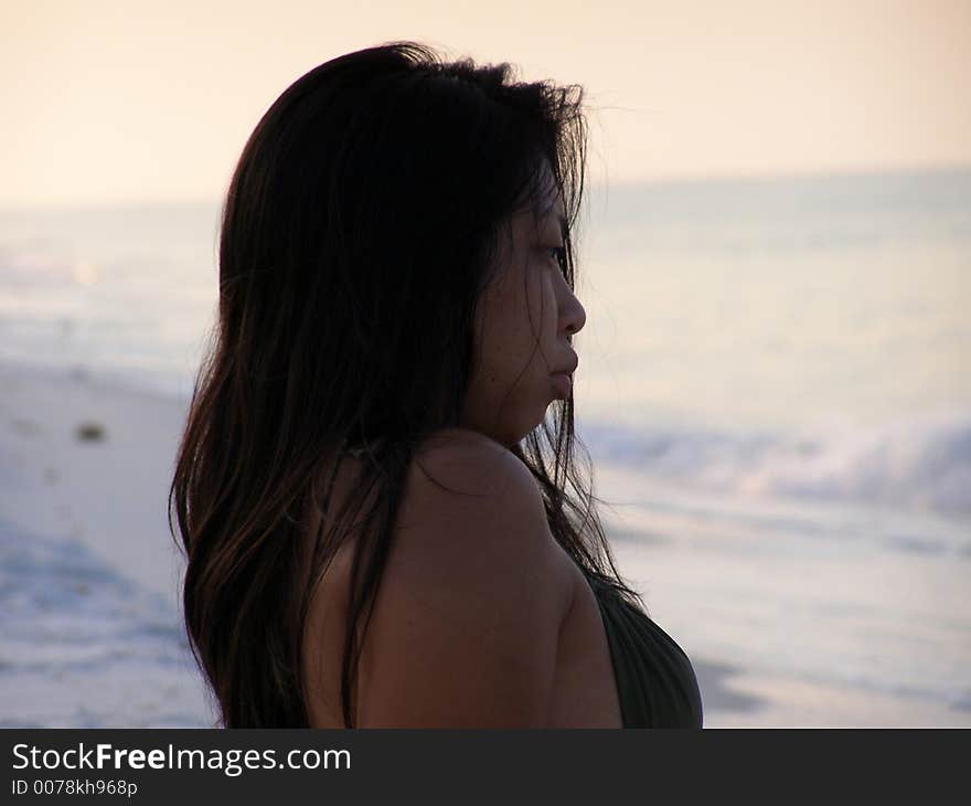 Woman overlooking the Gulf of Mexico. Woman overlooking the Gulf of Mexico.