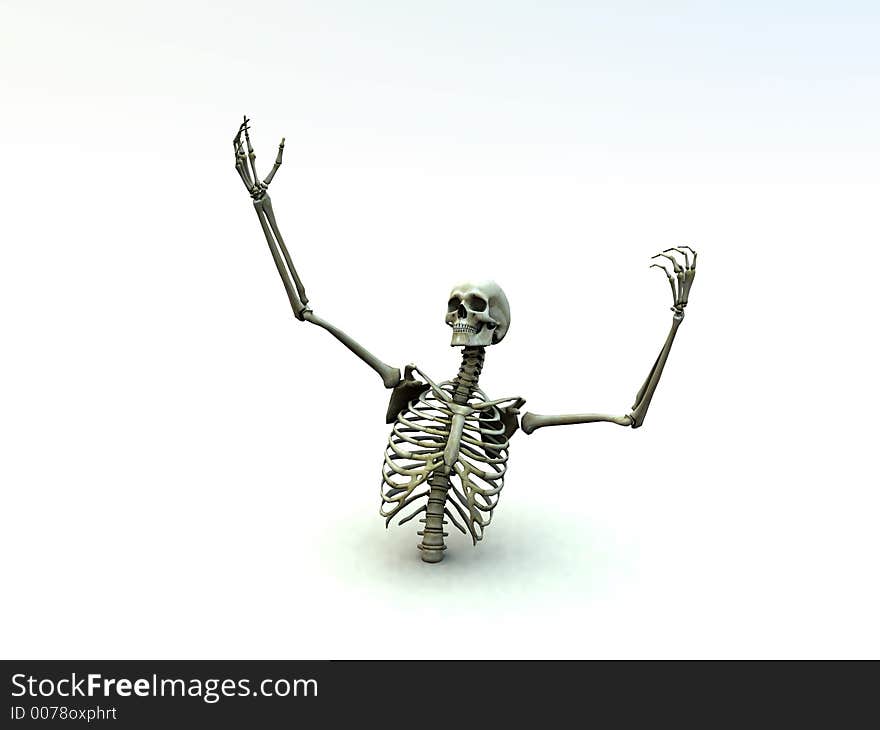 A Skelton coming out of a white background. A Skelton coming out of a white background.