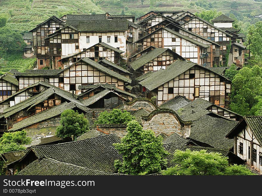 Traditional folk house of people live in Fubao village in Sichuan province of China. Traditional folk house of people live in Fubao village in Sichuan province of China