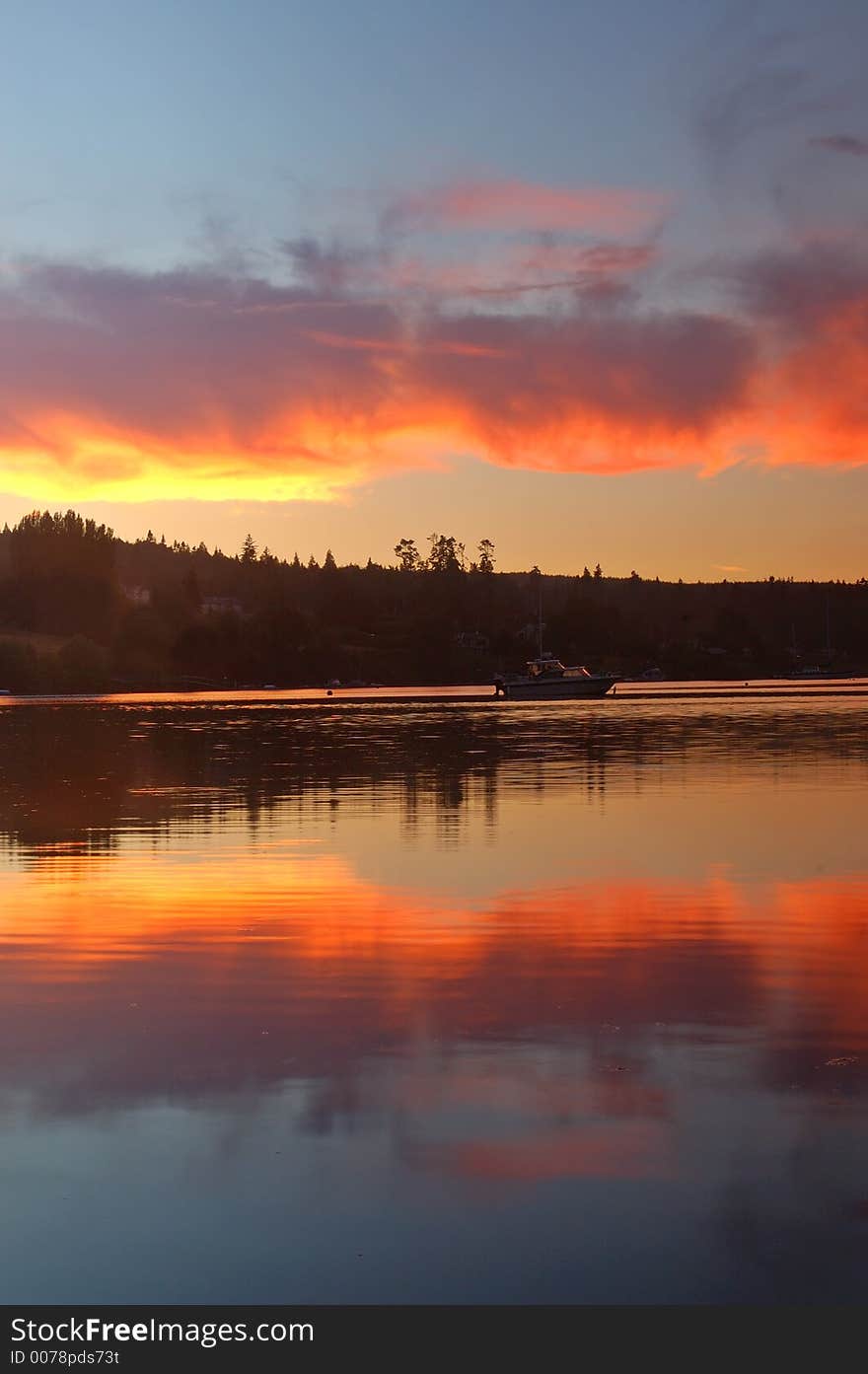 Sunset on Matsmats harbor, Puget Sound,  in  Washington State. Sunset on Matsmats harbor, Puget Sound,  in  Washington State