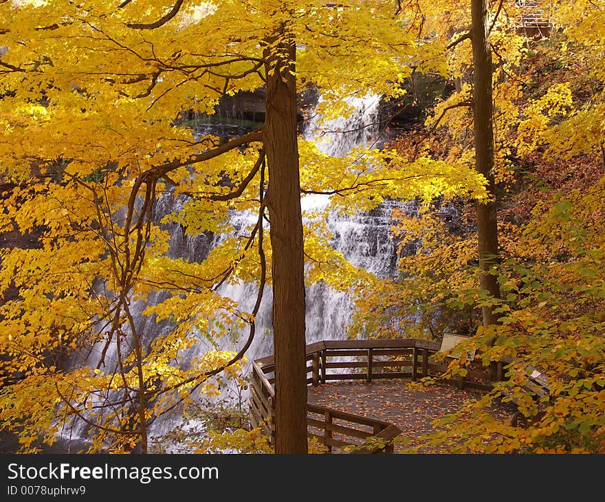 Waterfall in the Distance during the Fall Months