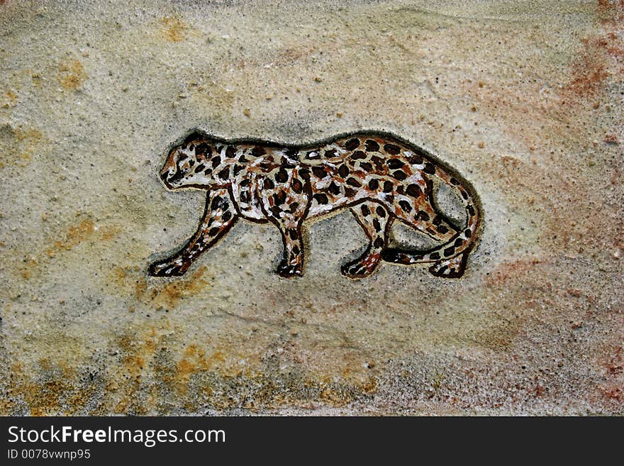 A relief with a leopard. A relief with a leopard