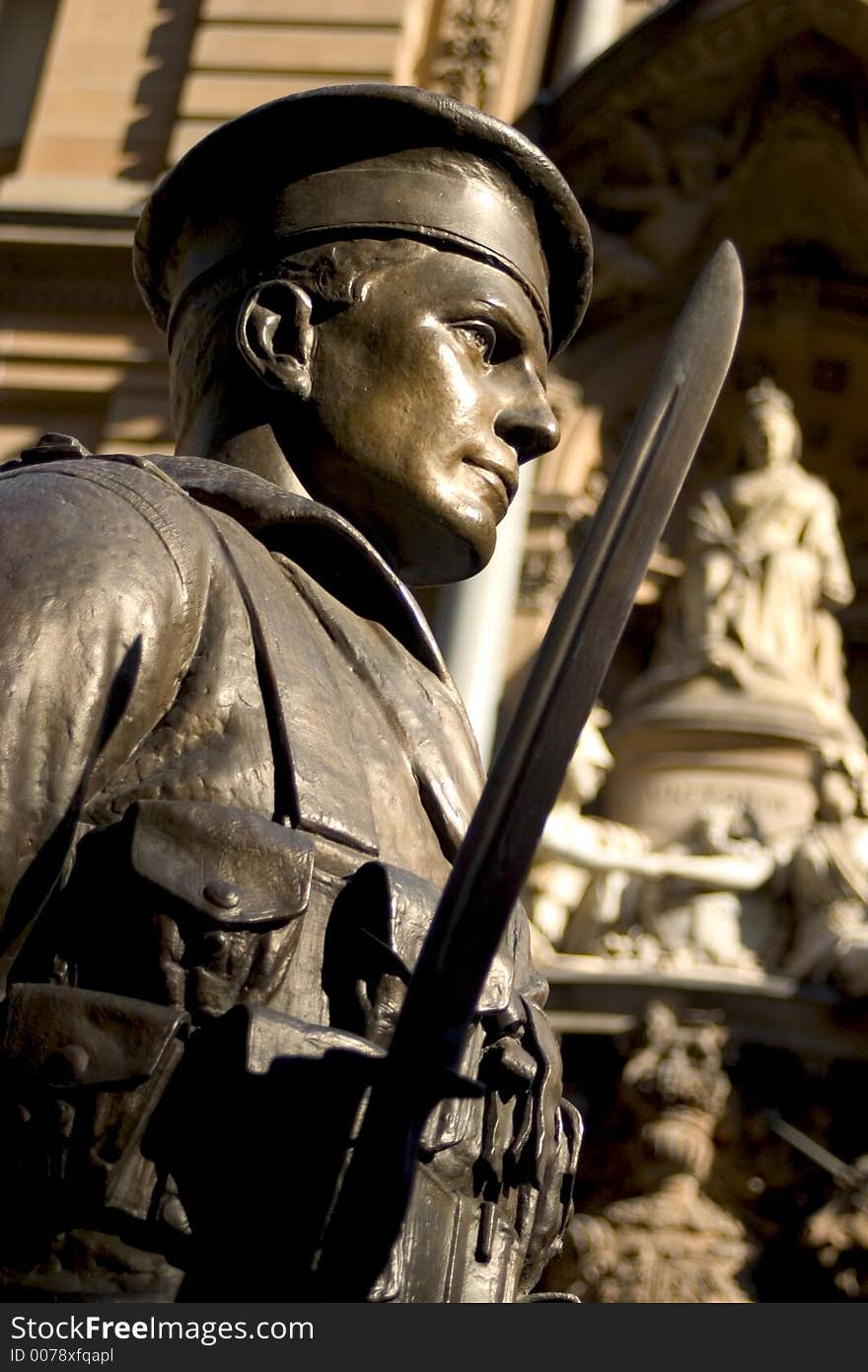 Statue of soldier in Martin Place war memorial, Sydney