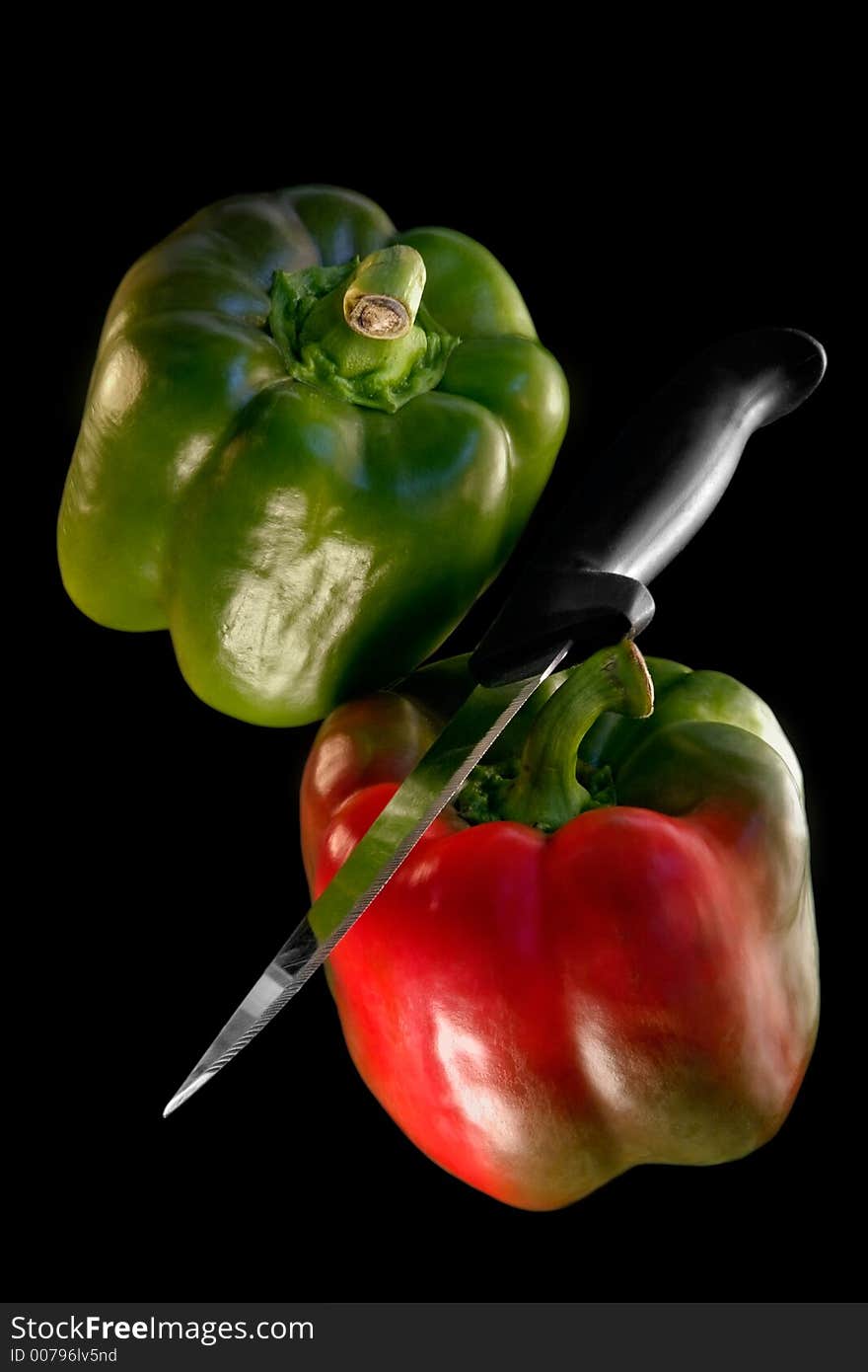 Big green and red  paprika. Big green and red  paprika