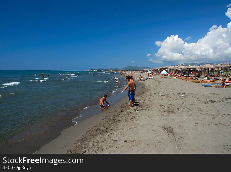 People having fun on the beach