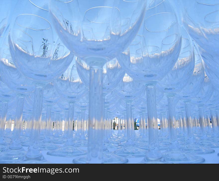 Mystical background with glasses on a table. Mystical background with glasses on a table