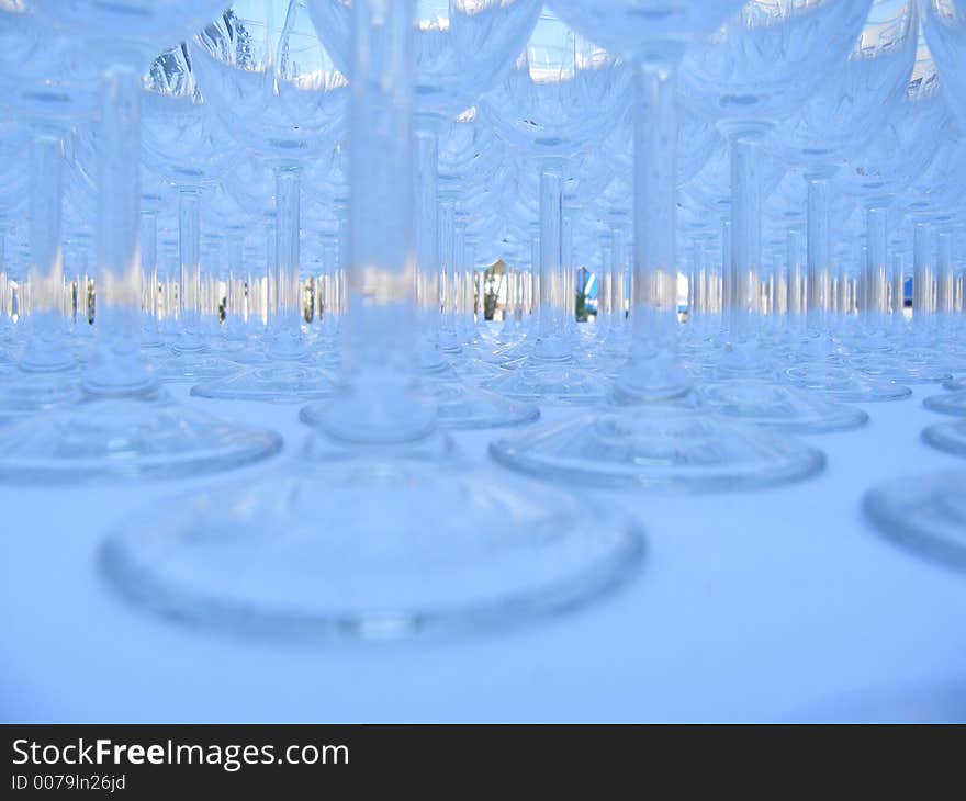 Mystical background with glasses on a table. Mystical background with glasses on a table