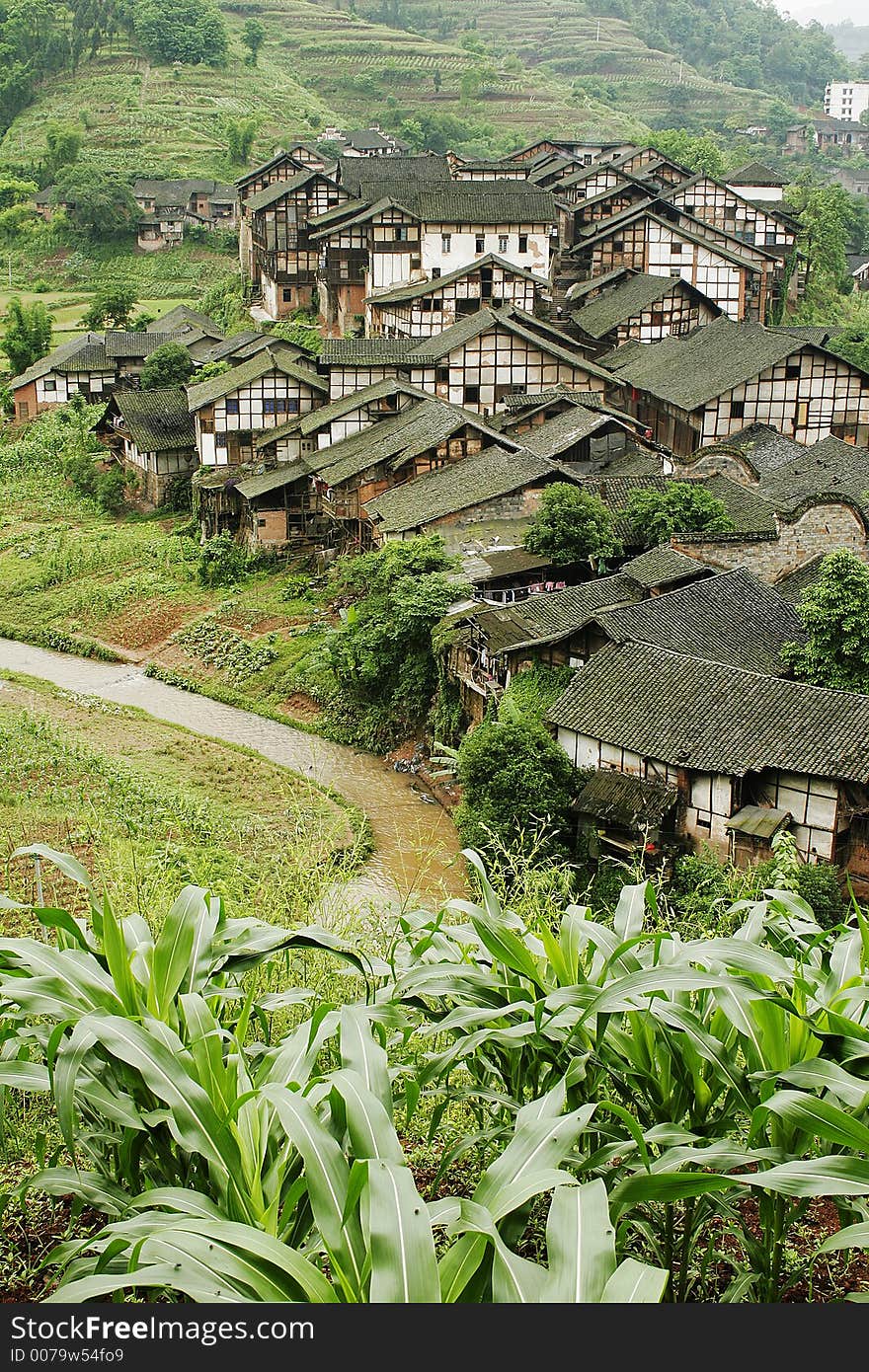 Traditional folk house of people live in Fubao village in Sichuan province of China. Traditional folk house of people live in Fubao village in Sichuan province of China