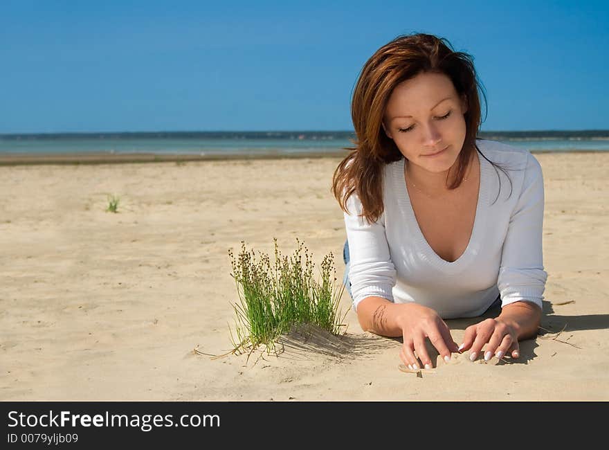 Girl Laying On A Beach-4