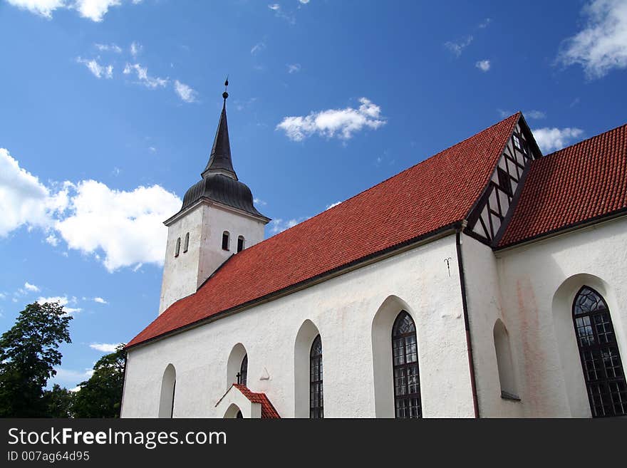 White church in Viljandi, Estonia