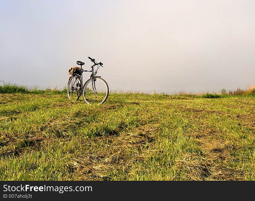 Rural landscape with bike. Rural landscape with bike