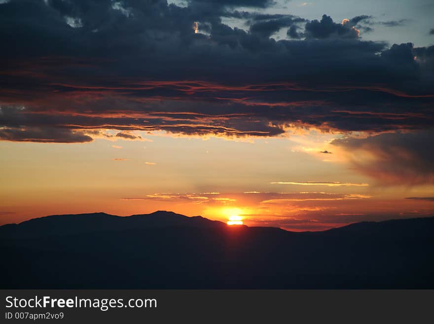 Beautiful orange sky with clouds