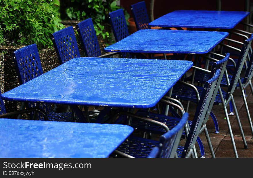 Blue Tables And Chairs