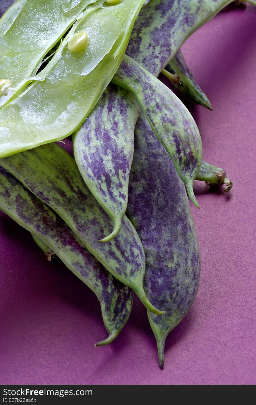 Large multi-coloured pods of a string bean. Large multi-coloured pods of a string bean