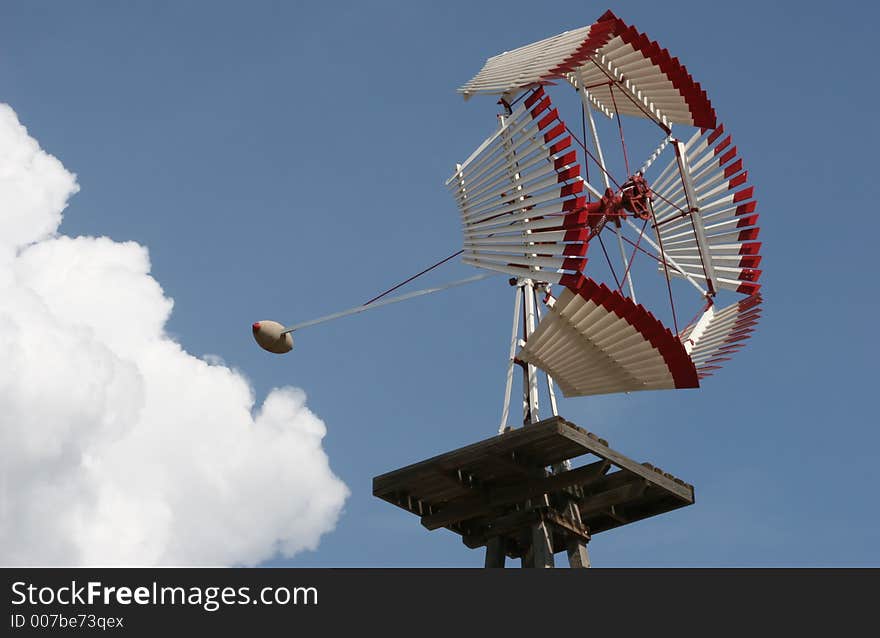 Horizontal image of close-up of a unique shaped windmill. Horizontal image of close-up of a unique shaped windmill