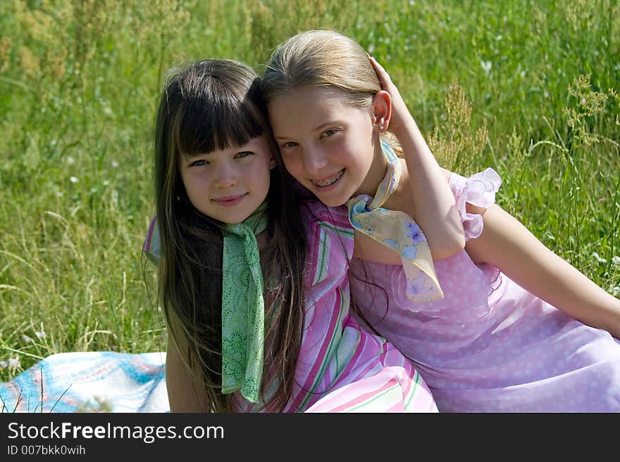 Girls on meadow