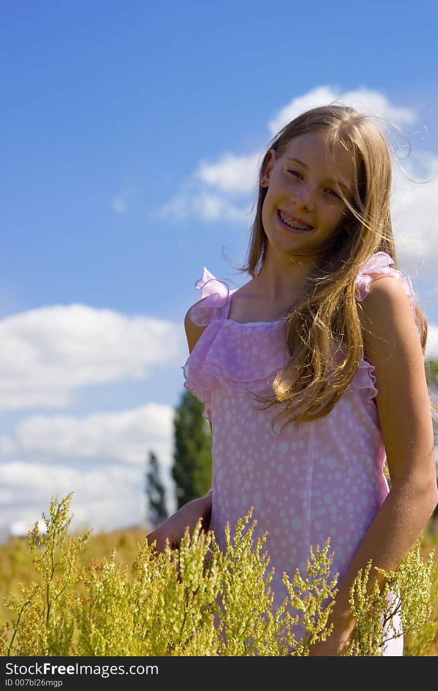 Girl On Meadow