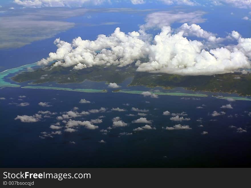 Raiatea island aerial view in french polynesia