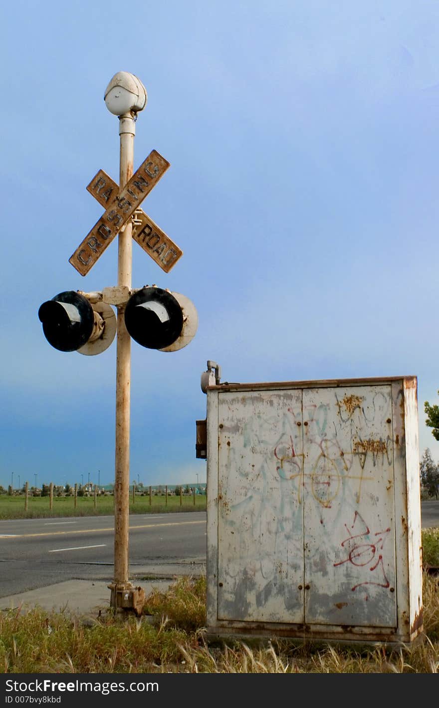 Aged old railroad crossing signal