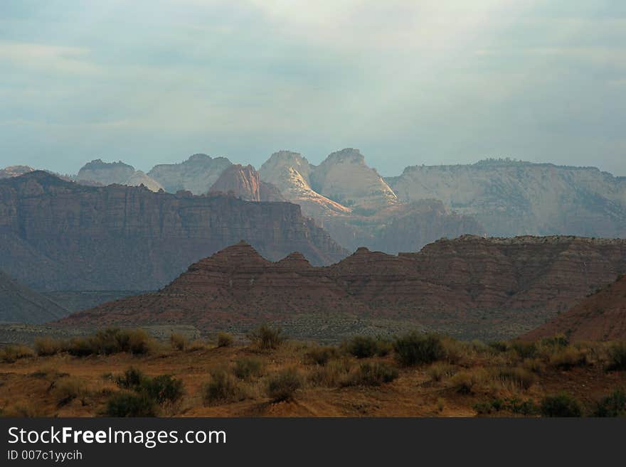 Morning light on southern Utah mountains. Morning light on southern Utah mountains