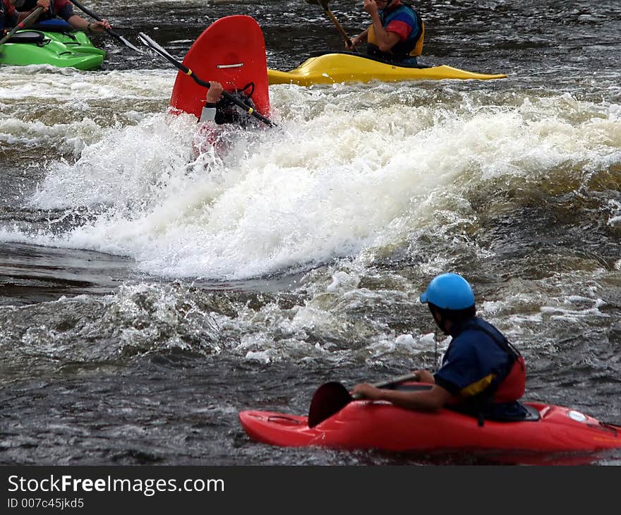 Capsized River Kayak