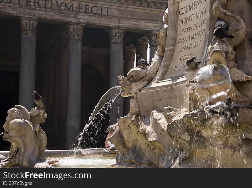 Fountain in front of the Pantheon in Rome. Fountain in front of the Pantheon in Rome