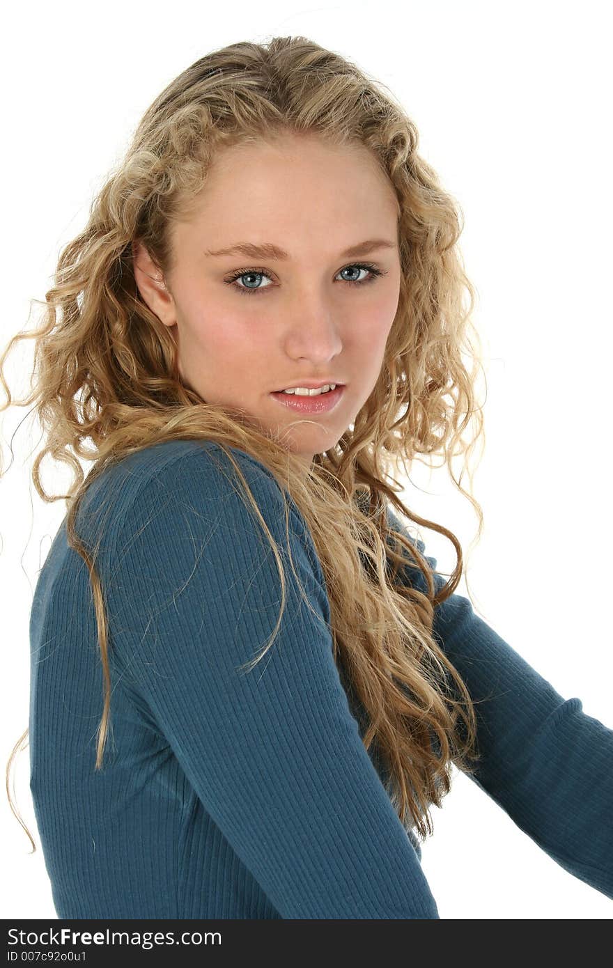 Teen girl against white background. Teen girl against white background.