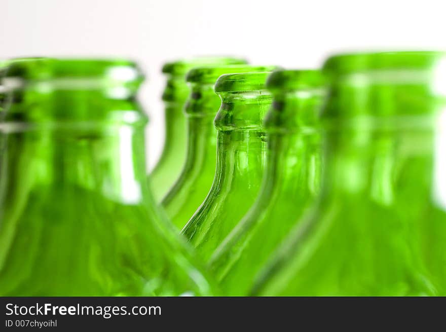 A Group Of Green Beer Bottles