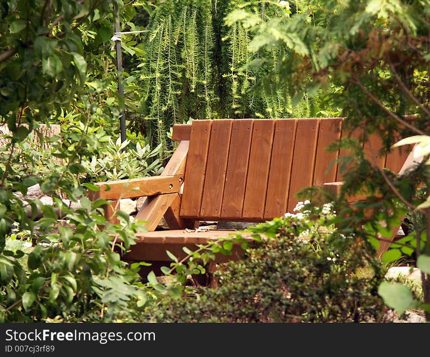 Wooden bench among the trees. Wooden bench among the trees
