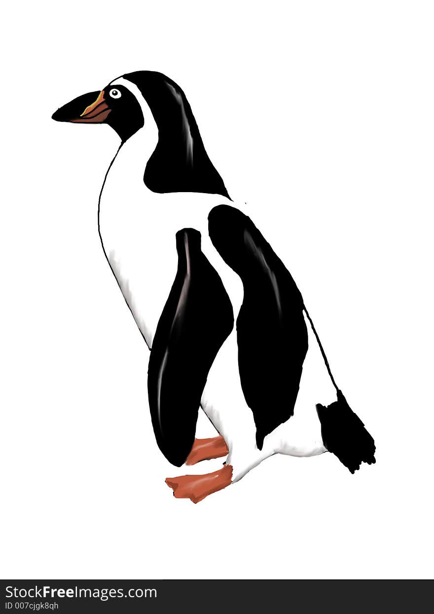 Illustration of a penguin in profile