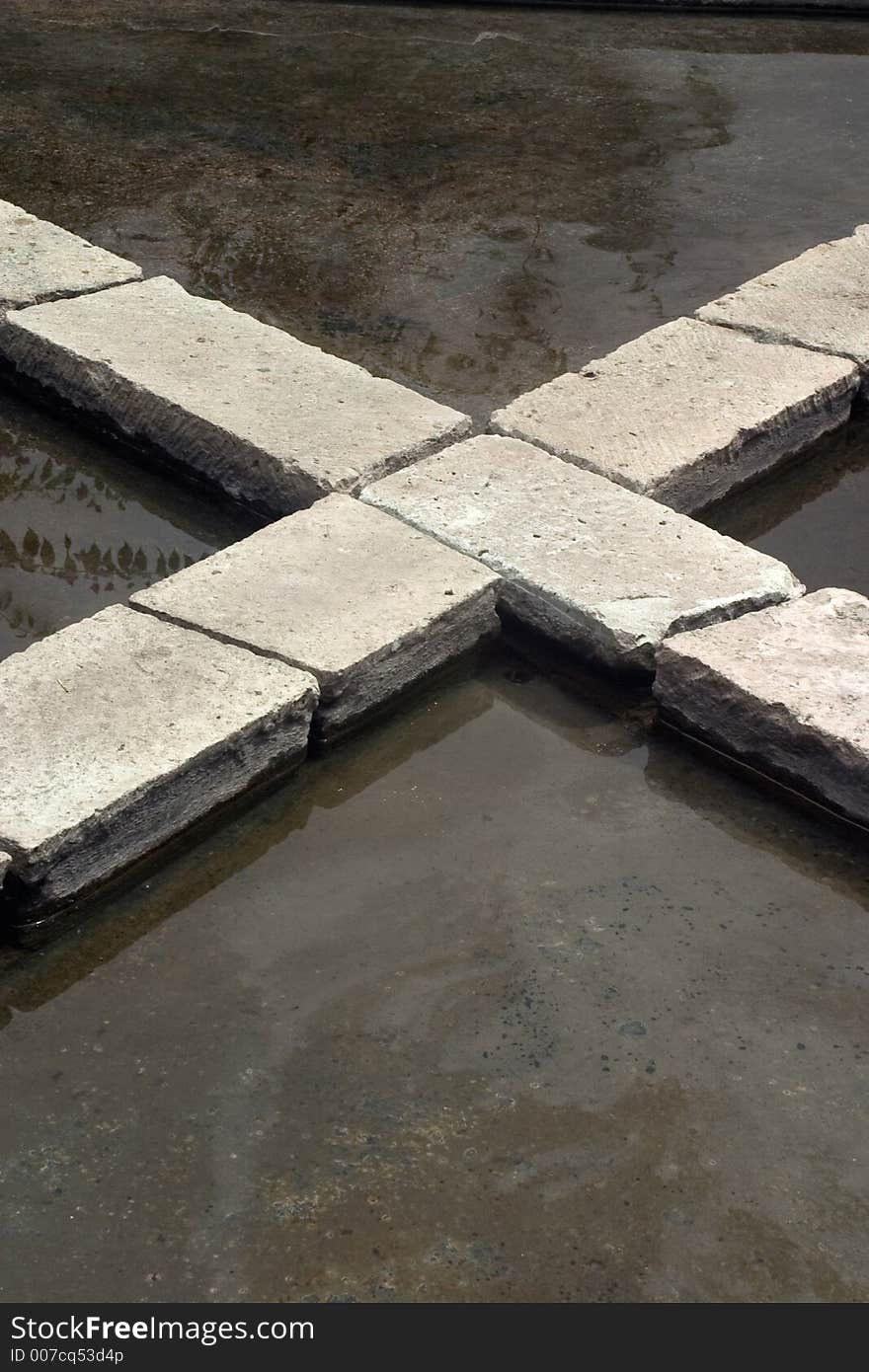 Tiles in an outdoor fountain. Tiles in an outdoor fountain