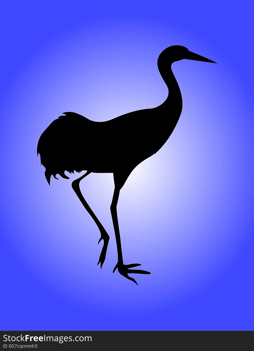 Crane silhouette on a blue background