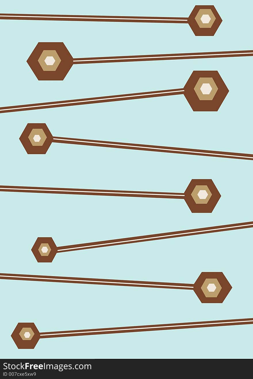 Hexagons on the end of lines illustration. Hexagons on the end of lines illustration